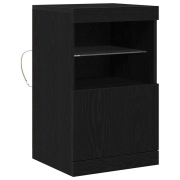 Vidaxl LED bočni predalnik z LED lučmi Črna Orehovina 41 x 37 x 67 cm