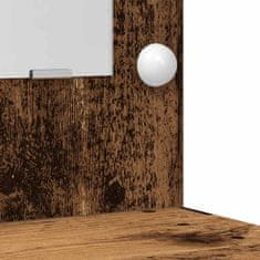 Vidaxl 2-delni komplet toaletne mizice z LED staro leseno inženirsko les