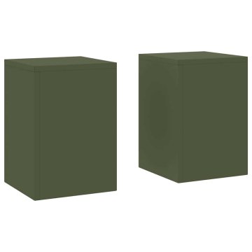 Vidaxl Stojala za rastline 2 pcs Olivno zelena 24 x 24 x 35 cm Jeklo