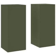 Vidaxl Stojala za rastline 2 pcs Olivno zelena 24 x 24 x 55 cm Jeklo