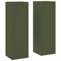 Vidaxl Stojala za rastline 2 pcs Olivno zelena 24 x 24 x 75 cm Jeklo