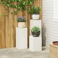 Vidaxl Stojala za rastline 3 pcs Bela 24 x 24 x 75 cm Jeklo