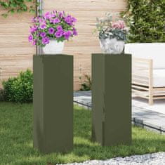 Vidaxl Stojala za rastline 2 pcs Olivno zelena 24 x 24 x 75 cm Jeklo