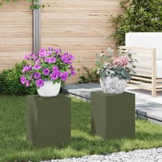 Vidaxl Stojala za rastline 2 pcs Olivno zelena 24 x 24 x 35 cm Jeklo