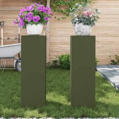 Vidaxl Stojala za rastline 2 pcs Olivno zelena 24 x 24 x 75 cm Jeklo
