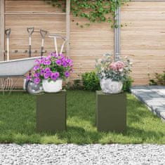 Vidaxl Stojala za rastline 2 pcs Olivno zelena 24 x 24 x 35 cm Jeklo