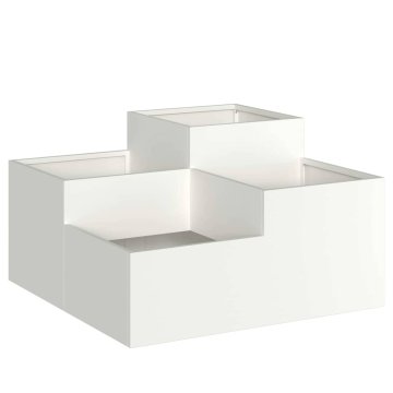 Vidaxl Vrtni lonček Bela 100 x 100 x 48 cm Jeklo