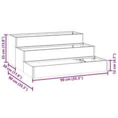 Vidaxl vrtni sadilnik 3-nivojski 90x90x35 cm galvanizirano jeklo
