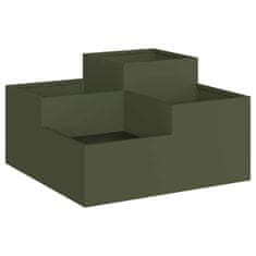 Vidaxl Vrtni sadilnik 80x80x48 cm Olivno zelena Jeklo