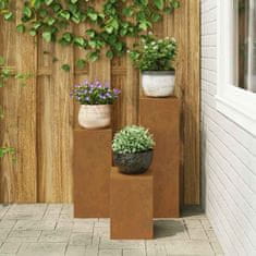 Vidaxl Stojala za rastline 3 pcs Rjav 24 x 24 x 75 cm Odporno jeklo