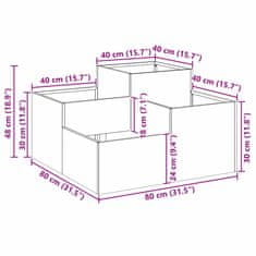 Vidaxl Vrtni sadilnik 80x80x48 cm Bela Jeklo