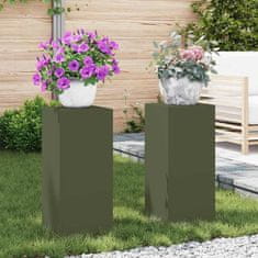 Vidaxl Stojala za rastline 2 pcs Olivno zelena 24 x 24 x 55 cm Jeklo