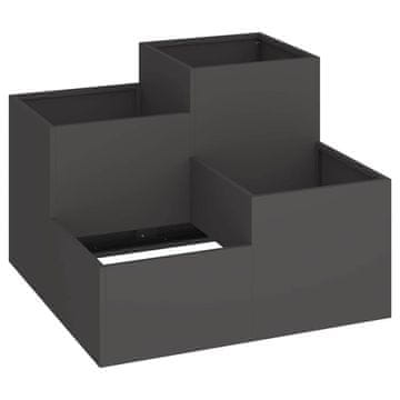 Vidaxl Vrtni lonček Črna 80 x 80 x 60 cm Jeklo