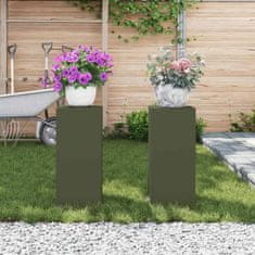 Vidaxl Stojala za rastline 2 pcs Olivno zelena 24 x 24 x 55 cm Jeklo