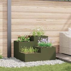 Vidaxl Vrtni sadilnik 80x80x60 cm Olivno zelena Jeklo