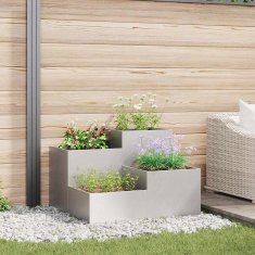 Vidaxl Vrtni lonček srebrna 80 x 80 x 60 cm Nerjaveče jeklo