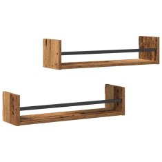 Vidaxl Stenska polica 2 kos Star les 60 x 16 x 14 cm