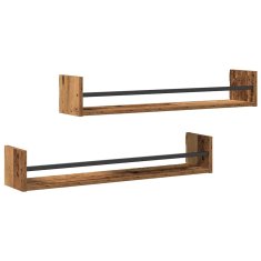 Vidaxl Stenska polica 2 kos Star les 80 x 16 x 14 cm