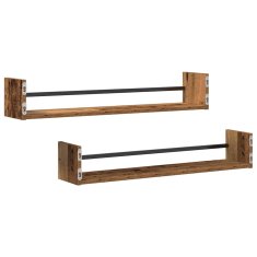 Vidaxl Stenska polica 2 kos Star les 80 x 16 x 14 cm