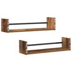 Vidaxl Stenska polica 2 kos Star les 60 x 16 x 14 cm