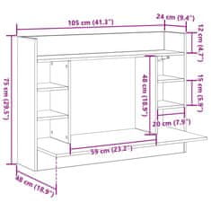 Vidaxl Stenska miza artisan hrast 105 x 48 x 75 cm Konstruiran les
