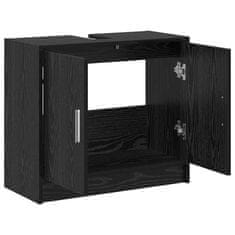 Vidaxl Omara za umivalnik z vrati Črna Orehovina 63 x 29 x 55 cm
