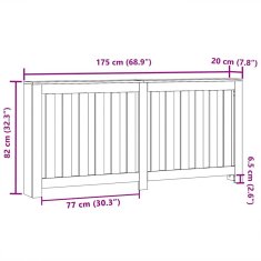 Vidaxl Pokrov radiatorja Črni hrast 175x20x82 cm Konstruirani les