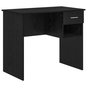 Vidaxl Miza s predalom Črni hrast 90 x 49.5 x 75 cm Konstruiran les