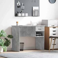 Vidaxl Miza s predalom Betonsko siva 90 x 49.5 x 75 cm Konstruiran les