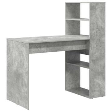 Vidaxl Miza s polico Betonsko siva 113 x 54 x 120 cm Konstruiran les