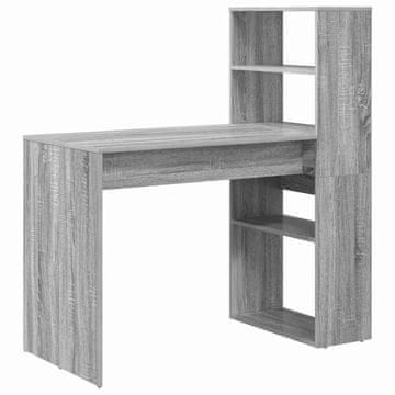 Vidaxl Miza s polico Siva sonoma 113 x 54 x 120 cm Konstruiran les