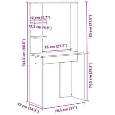 Vidaxl Miza s polico sonoma hrast 78,5 x 37 x 154,5 cm Konstruiran les