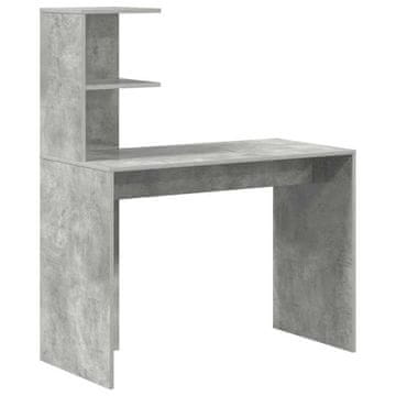Vidaxl Miza s polico Betonsko siva 102 x 50 x 124 cm Konstruiran les