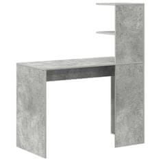 Vidaxl Miza s polico Betonsko siva 102 x 50 x 124 cm Konstruiran les