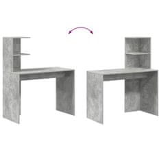 Vidaxl Miza s polico Betonsko siva 102 x 50 x 124 cm Konstruiran les