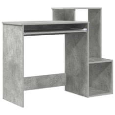 Vidaxl Miza s polico Betonsko siva 106 x 40 x 88.5 cm Konstruiran les