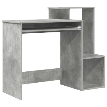 Vidaxl Miza s polico Betonsko siva 106 x 40 x 88.5 cm Konstruiran les