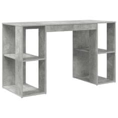 Vidaxl Miza s shranjevanjem s polico Betonsko siva 130 x 50.5 x 75 cm