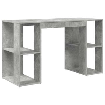 Vidaxl Miza s shranjevanjem s polico Betonsko siva 130 x 50.5 x 75 cm