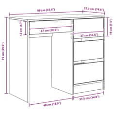 Vidaxl Miza s predalom sonoma hrast 90 x 37.5 x 75 cm Konstruiran les