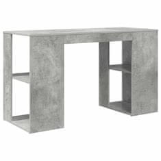 Vidaxl Miza s shranjevanjem s polico Betonsko siva 130 x 50.5 x 75 cm
