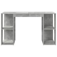 Vidaxl Miza s shranjevanjem s polico Betonsko siva 130 x 50.5 x 75 cm