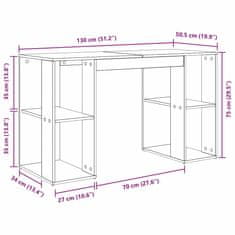 Vidaxl Miza s shranjevanjem Bela 130 x 50.5 x 75 cm Konstruiran les