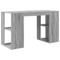 Vidaxl Miza s shranjevanjem s polico Siva Sonoma 130 x 50.5 x 75 cm