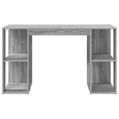 Vidaxl Miza s shranjevanjem s polico Siva Sonoma 130 x 50.5 x 75 cm
