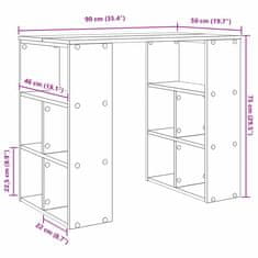 Vidaxl Miza s polico Siva 90 x 50 x 75 cm Konstruiran les