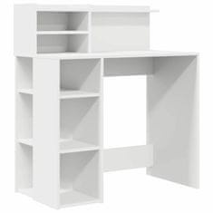 Vidaxl Miza s shranjevanjem Bela 90 x 48 x 101.5 cm Konstruiran les