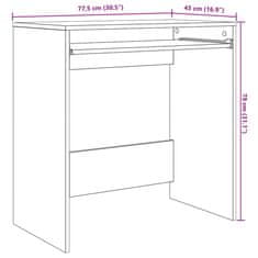 Vidaxl Miza s polico Siva 77,5 x 43 x 79 cm Konstruiran les