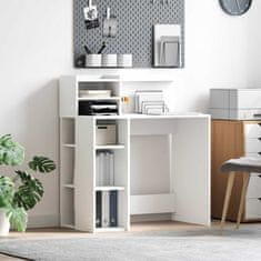 Vidaxl Miza s shranjevanjem Bela 90 x 48 x 101.5 cm Konstruiran les