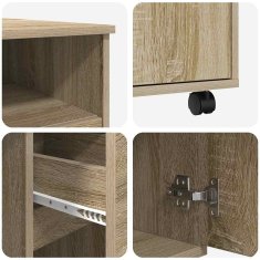 Vidaxl Miza na kolesih sonoma hrast 91 x 50 x 77 cm Konstruiran les